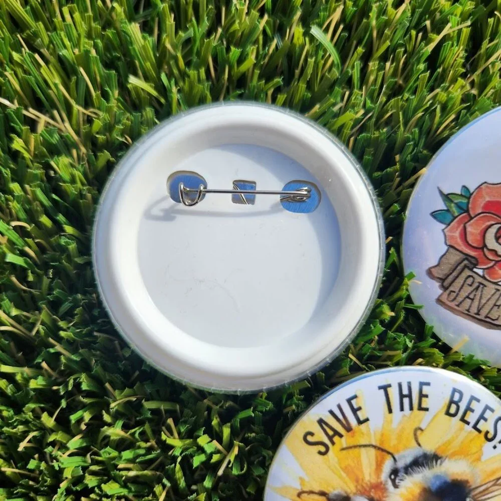 Set of 3 Button Pins Round Pin Lapel Pinback Beekeeping Honeybees Bee Save the B